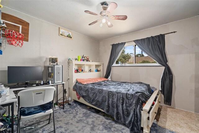 4931 Glendower Dr, Spring, TX 77373 - carpeted bedroom featuring a ceiling fan