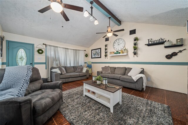 4931 Glendower Dr, Spring, TX 77373 - living area featuring a ceiling fan and a textured ceiling