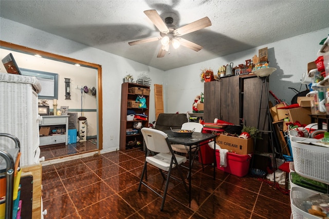 4931 Glendower Dr, Spring, TX 77373 - office with a ceiling fan and a textured ceiling