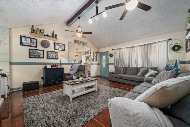 4931 Glendower Dr, Spring, TX 77373 - living area featuring ceiling fan, a textured ceiling, and baseboards