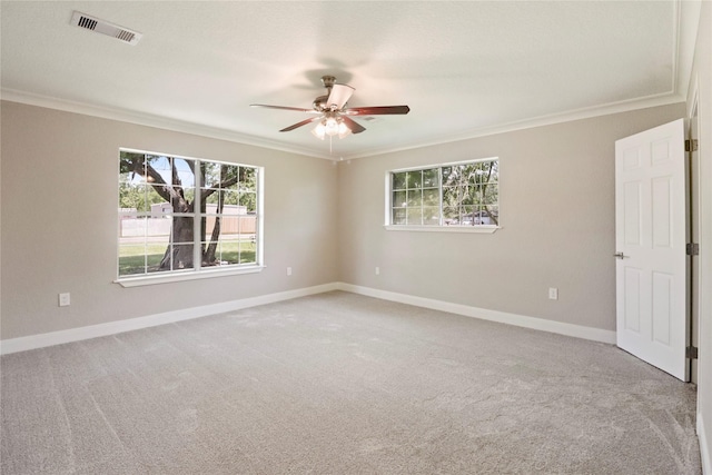 240 Sleepy Hollow Dr, Lake Jackson, TX 77566 - unfurnished room featuring ornamental molding, ceiling fan, light colored carpet, and baseboards
