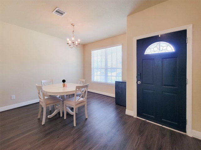 3430 Hughes Meadow Way, Richmond, TX 77406 - dining room with a chandelier, baseboards, and dark wood finished floors