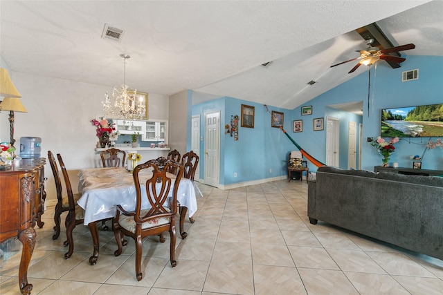 dining space with a chandelier, ceiling fan, and baseboards