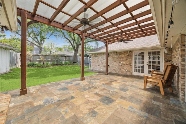 12310 Woodthorpe Ln, Houston, TX 77024 - view of patio with french doors and a ceiling fan