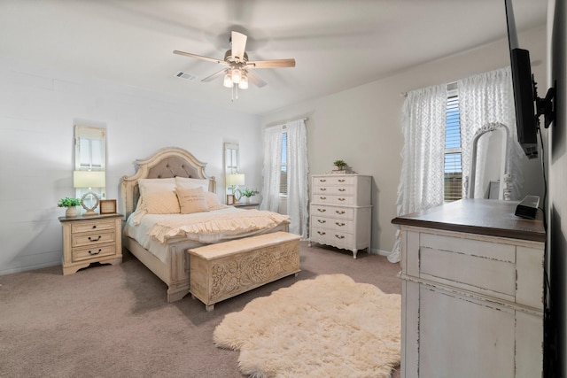 17723 Chartertree Ln, Tomball, TX 77377 - bedroom featuring light colored carpet, ceiling fan, and baseboards