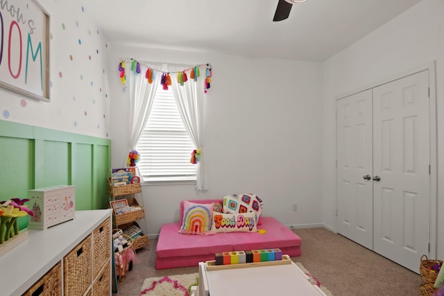 17723 Chartertree Ln, Tomball, TX 77377 - rec room with carpet and ceiling fan