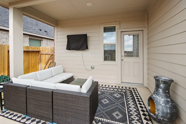 17723 Chartertree Ln, Tomball, TX 77377 - view of patio with an outdoor living space and fence