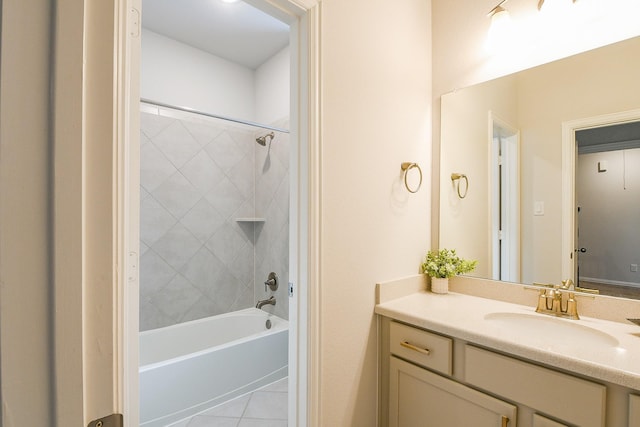209 Cambria Green Ln, Katy, TX 77493 - bathroom featuring vanity, tile patterned flooring, and bathtub / shower combination
