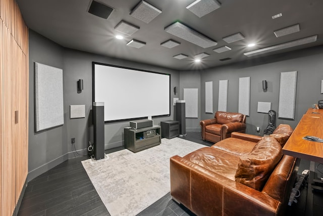 3531 Westridge St, Houston, TX 77025 - home theater room with dark wood-style floors and baseboards