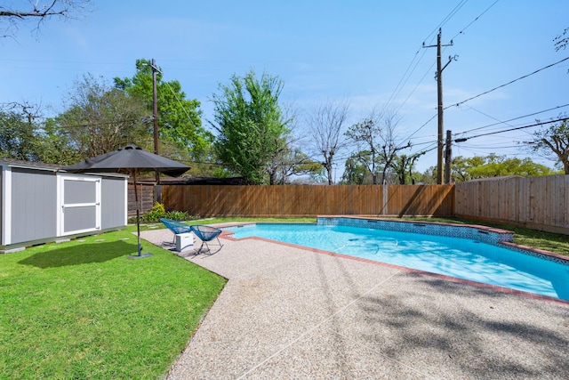 3531 Westridge St, Houston, TX 77025 - view of pool with a storage shed, a patio area, and an outdoor structure