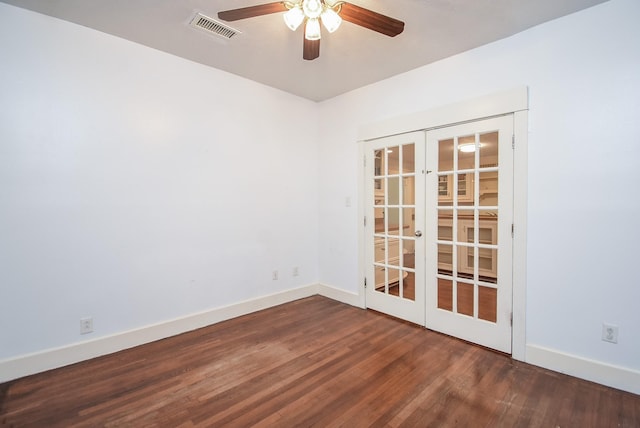 117 E 25th St, Houston, TX 77008 - spare room with french doors, a ceiling fan, wood finished floors, and baseboards