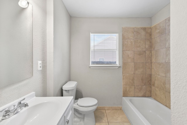 3221 Hage St, Houston, TX 77093 - bathroom with tile patterned flooring, toilet, vanity, baseboards, and bathing tub / shower combination