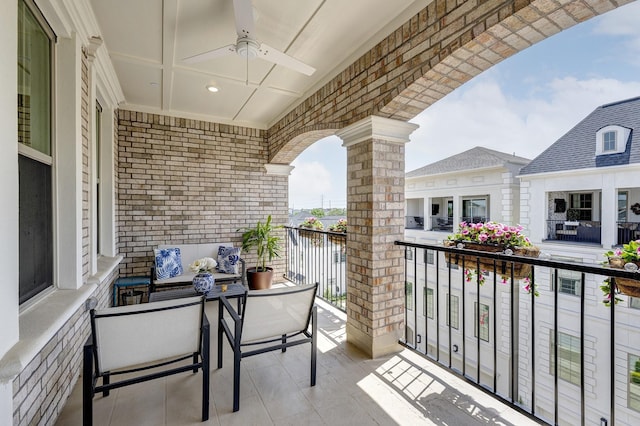 3604 Dorset Cliff Ln, Houston, TX 77055 - balcony with a ceiling fan and an outdoor living space