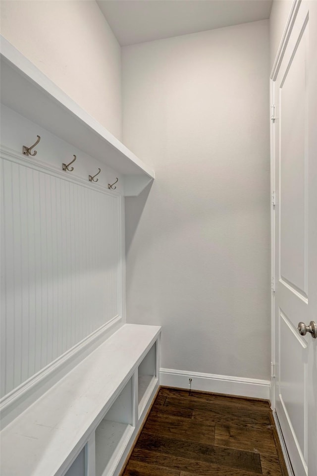 3604 Dorset Cliff Ln, Houston, TX 77055 - mudroom featuring dark wood finished floors and baseboards