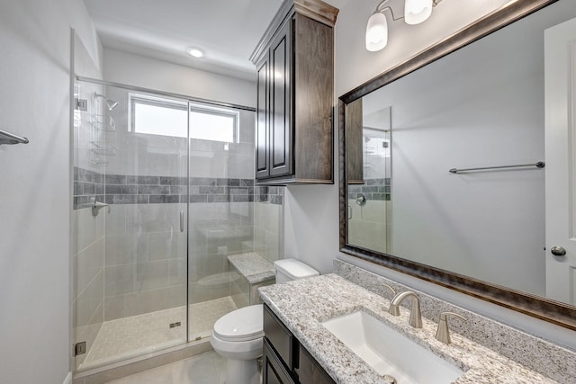3604 Dorset Cliff Ln, Houston, TX 77055 - full bath featuring toilet, a shower stall, and vanity
