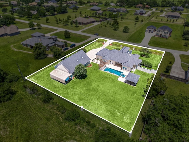 2119 Red Bird Ln, Brookshire, TX 77423 - aerial view of property and surrounding area featuring property parcel outlined and a pool area