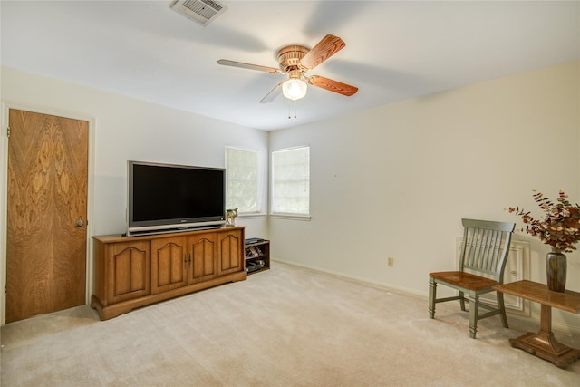 5410 Coral Ridge Rd, Houston, TX 77069 - living area with a ceiling fan and light colored carpet