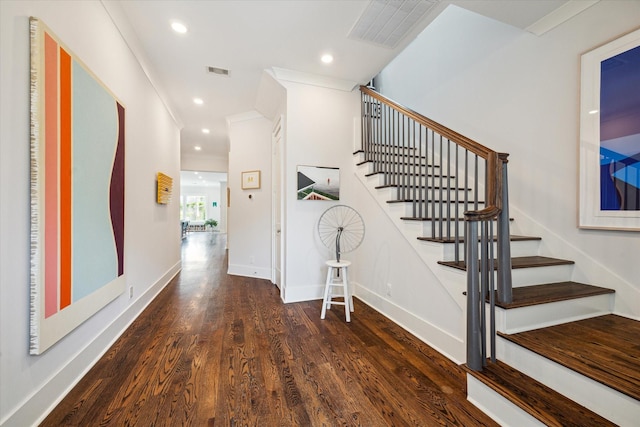 712 E 14th St, Houston, TX 77008 - stairs featuring wood finished floors, recessed lighting, and baseboards