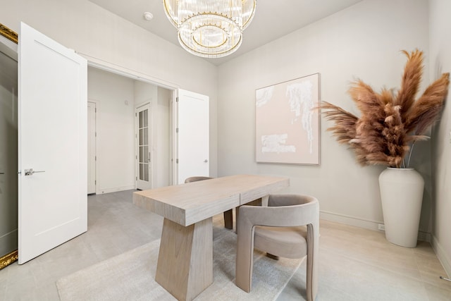 5820 Winsome Ln Unit B, Houston, TX 77057 - dining room featuring a chandelier, baseboards, and a desk