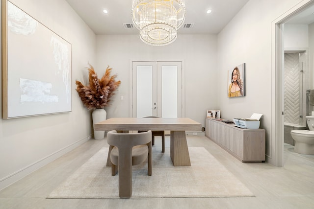 5820 Winsome Ln Unit B, Houston, TX 77057 - dining space with a chandelier, recessed lighting, and baseboards