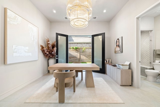 5820 Winsome Ln Unit B, Houston, TX 77057 - dining space with a chandelier, recessed lighting, and baseboards