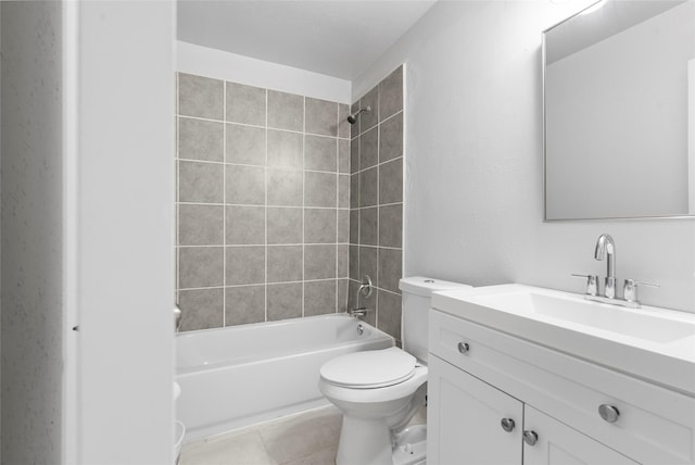 2219 Anthony Hay Ln, Katy, TX 77449 - bathroom featuring toilet, shower / bathtub combination, vanity, and tile patterned floors
