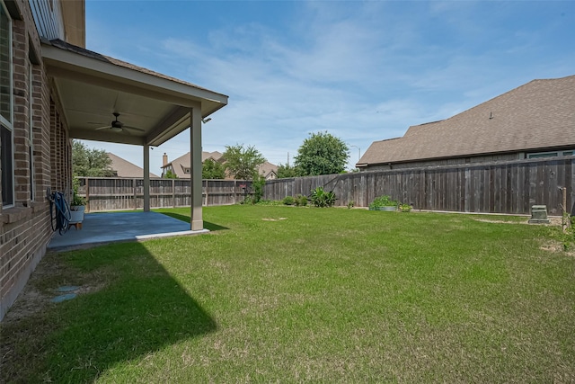 2822 Bluesage Bluff Dr, Richmond, TX 77406 - view of yard featuring a ceiling fan and a patio