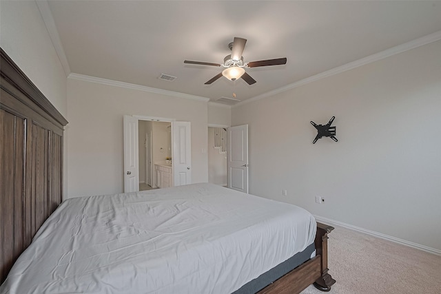 2822 Bluesage Bluff Dr, Richmond, TX 77406 - carpeted bedroom with ornamental molding, a ceiling fan, and baseboards