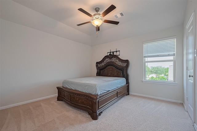 2822 Bluesage Bluff Dr, Richmond, TX 77406 - bedroom with light colored carpet, baseboards, and ceiling fan