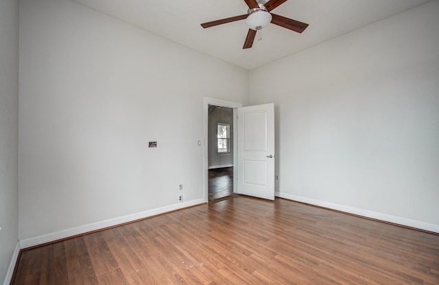 2711 Maury St, Houston, TX 77009 - spare room featuring baseboards, wood finished floors, and a ceiling fan