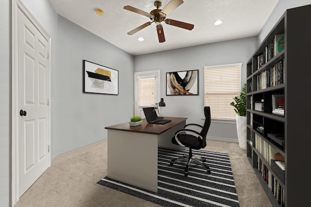 4609 Sharman St, Houston, TX 77009 - office space featuring light carpet, healthy amount of natural light, ceiling fan, baseboards, and recessed lighting