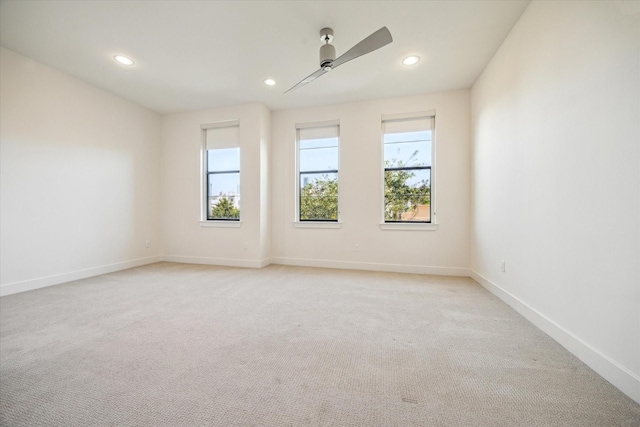1704 Alamo St Unit A, Houston, TX 77007 - spare room featuring a ceiling fan, light carpet, recessed lighting, and baseboards