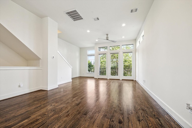 1704 Alamo St Unit A, Houston, TX 77007 - unfurnished living room featuring ceiling fan, wood finished floors, recessed lighting, and baseboards