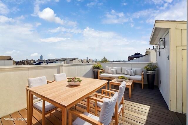1704 Alamo St Unit A, Houston, TX 77007 - wooden deck featuring an outdoor hangout area and outdoor dining space