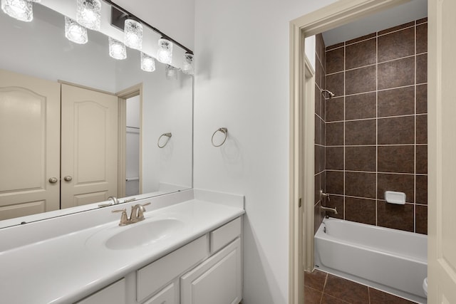 4603 Red Hawk Ct, Sugar Land, TX 77479 - bathroom featuring shower / washtub combination, vanity, and tile patterned flooring