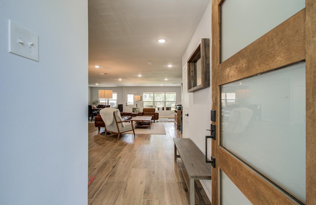 2514 Palo Pinto Dr, Houston, TX 77080 - hallway with recessed lighting and light wood-type flooring