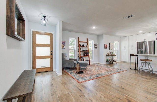 2514 Palo Pinto Dr, Houston, TX 77080 - foyer entrance with light wood-style flooring, recessed lighting, and baseboards
