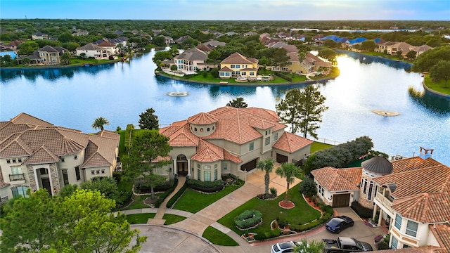 7615 San Clemente Point Ct, Katy, TX 77494 - aerial view of residential area featuring a large body of water