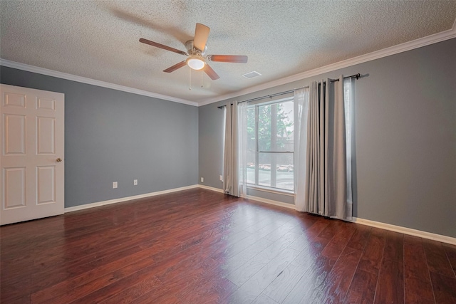 9911 Villa Verde Dr, Houston, TX 77064 - spare room with wood finished floors, ceiling fan, a textured ceiling, crown molding, and baseboards