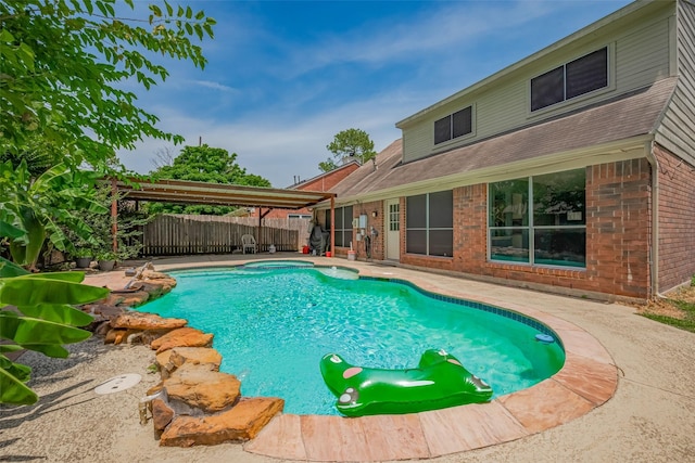 9911 Villa Verde Dr, Houston, TX 77064 - view of swimming pool with a fenced backyard and a patio area