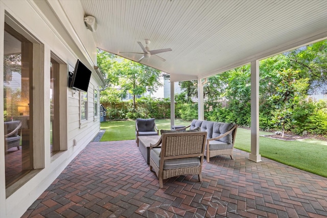 2618 Sunset Blvd, West University Place, TX 77005 - view of patio with outdoor lounge area and a ceiling fan