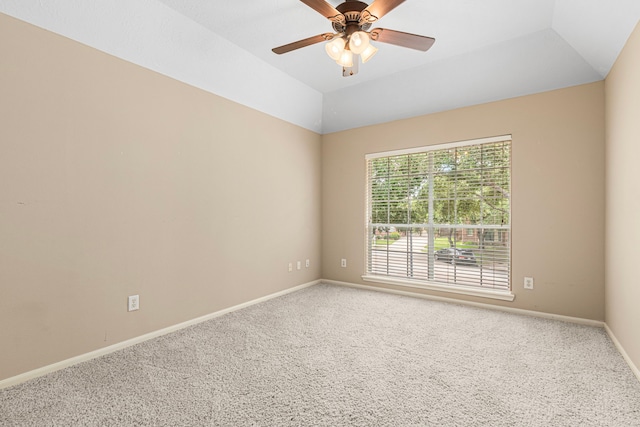 1807 Rustic Hills Ct, Sugar Land, TX 77479 - carpeted spare room featuring a ceiling fan, baseboards, and vaulted ceiling