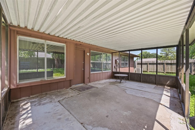 view of unfurnished sunroom