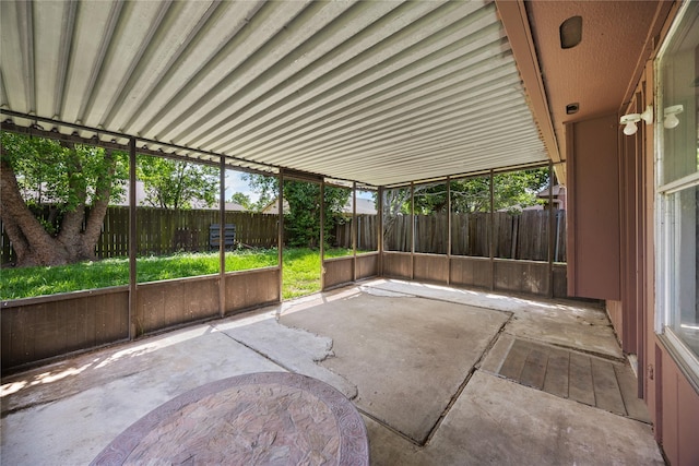 view of unfurnished sunroom