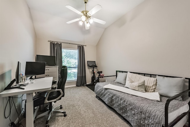 20810 Oak Rain Ct, Katy, TX 77449 - office space with vaulted ceiling, carpet, and a ceiling fan