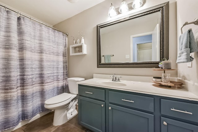 20810 Oak Rain Ct, Katy, TX 77449 - full bath with tile patterned floors, vanity, toilet, and a shower with shower curtain