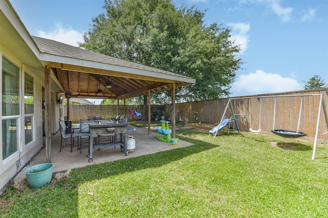 20810 Oak Rain Ct, Katy, TX 77449 - view of yard with a ceiling fan and a patio area