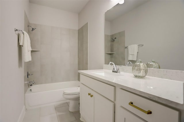2327 Partridgeberry Ln, Katy, TX 77494 - bathroom featuring tile patterned flooring, toilet, tub / shower combination, and vanity