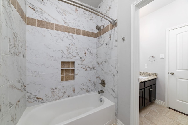 21606 Hansom Dr, Porter, TX 77365 - bathroom featuring bathtub / shower combination, vanity, and baseboards