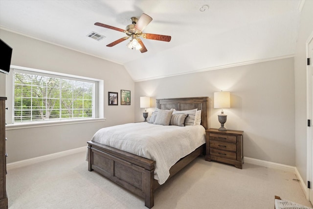 4323 Colony W Dr, Richmond, TX 77406 - bedroom featuring light carpet, baseboards, a ceiling fan, and vaulted ceiling